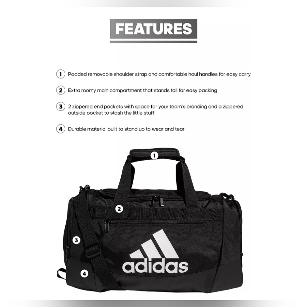 ADIDAS DEFENDER IV SMALL DUFFEL BAG #1052-1062 - Picture 10 of 10